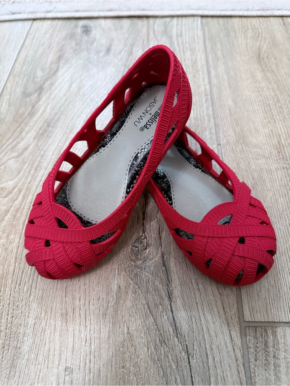 Mini Melissa Girls Red Woven Ballet Flats